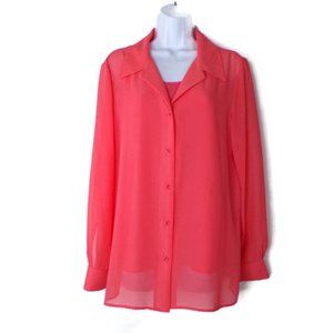 Pendleton Women's Sheer Romance Blouse Size 12 Salmonberry Color